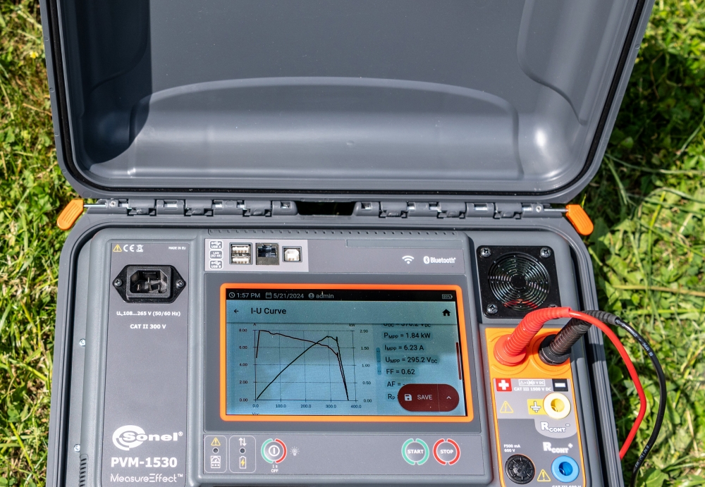 Sonel PVM-1530 Pro kit em funcionamento